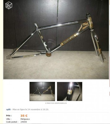 Kit cadre bmx motobécane mx172 de 1983.